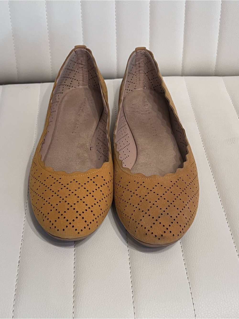 Kelly & Kate Women’s Scalloped Perforated Ballet Flats - Mustard Yellow